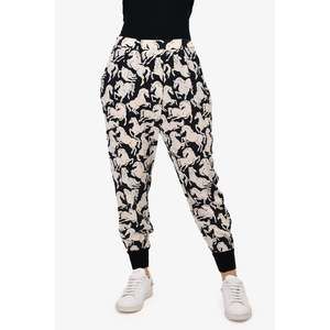 Stella McCartney Black/Cream Horse Printed Silk Harem Pants Size 40